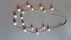 Collier sautoir double rang métal et perles blanches, Handtassen en Accessoires, Kettingen, Ophalen of Verzenden, Zo goed als nieuw