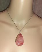 Ketting edelsteen hanger vintage Rhodochrosiet druppel, Handtassen en Accessoires, Kettingen, Verzenden, Roze, Steen of Mineraal