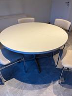 ronde tafel met 5 lederen stoelen, Huis en Inrichting, Tafels | Eettafels, Ophalen, Gebruikt