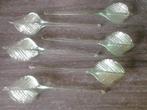 6 vintage groene glazen bladeren Murano onderdelen luchter, Ophalen of Verzenden