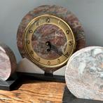 Vintage Art Deco marmeren klok - werkt - 3- delig, Antiek en Kunst, Ophalen of Verzenden