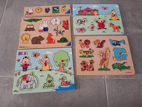Pakket insteekpuzzels, Kinderen en Baby's, Speelgoed | Kinderpuzzels, Gebruikt, 6 maanden tot 2 jaar, Van hout, Ophalen of Verzenden