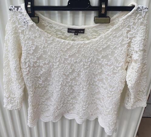 Witte korte kanten blouse maat XS van Groggy van bij JBC, Vêtements | Femmes, Blouses & Tuniques, Porté, Taille 34 (XS) ou plus petite