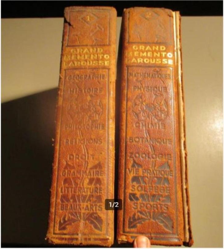 2 Mooi Oude Franstalige Boeken - Grand Memento Larousse, Antiek en Kunst, Antiek | Boeken en Manuscripten, Ophalen of Verzenden