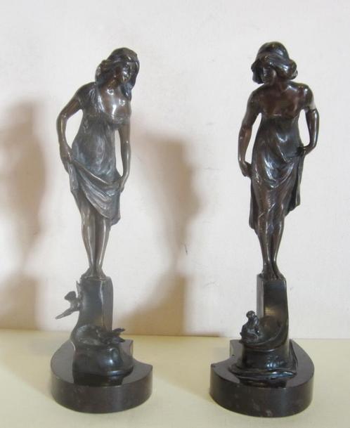 2 bronze antique KOWALCZEWSKI prince grenouille princesse, Antiquités & Art, Antiquités | Bronze & Cuivre, Bronze, Envoi