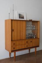 Mid-century highboard kast, Ophalen, Gebruikt, Glas, 100 tot 150 cm