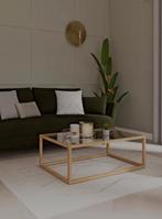 Table basse en chêne massif et verre, Moins de 50 cm, 50 à 100 cm, Comme neuf, Contemporain