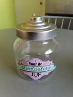 Glazen pot 'voor de allerliefste juf', Huis en Inrichting, Ophalen of Verzenden, Zo goed als nieuw