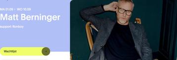 3 Tickets Matt Berninger OLT Rivierenhof 10 september, Tickets & Billets, Trois personnes ou plus