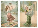 2 postkaarten 1909 lakmé/Mignon  Lionel Péraux, Ophalen of Verzenden, Voor 1920, Gelopen, Klederdracht