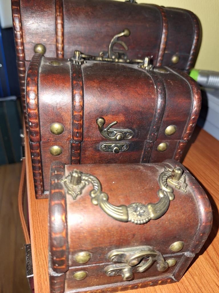 3 in elkaar passende houten kisten, Ophalen of Verzenden