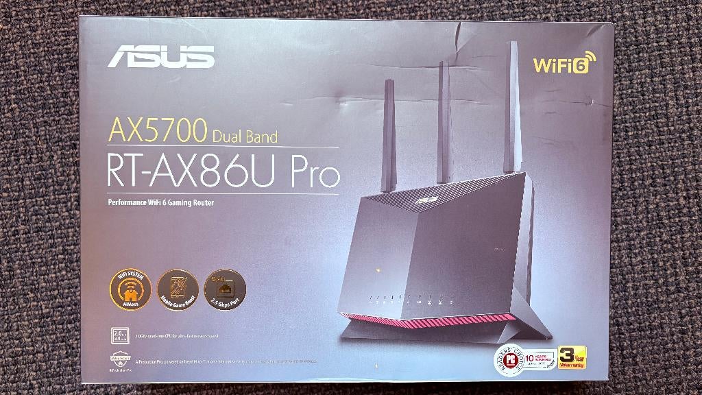 Asus RT-AX86U Pro AX5700 WiFi 6 Gaming Router — garantie, Computers en Software, Routers en Modems, Zo goed als nieuw, Router