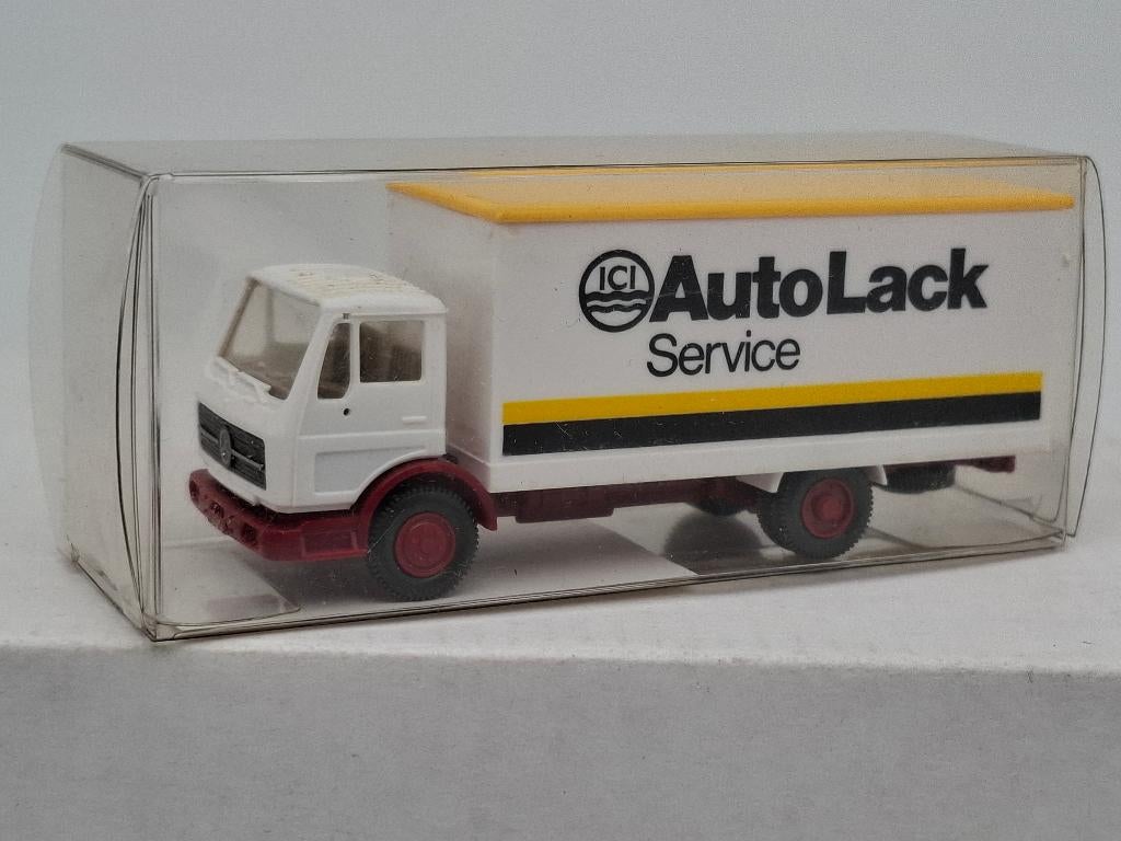 Camion fourgon Mercedes Benz 814 ICI Lacke - Wiking 1/87, Hobby & Loisirs créatifs, Voitures miniatures | 1:87, Comme neuf, Bus ou Camion