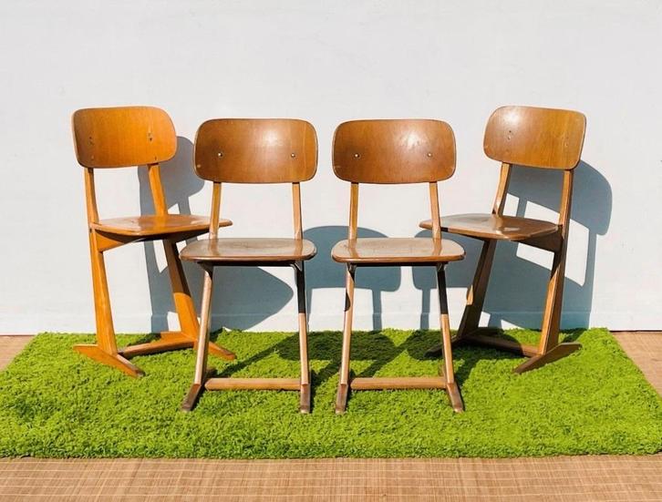 4 Casala schoolstoelen ~ Vintage jaren 60 ~ Schooltoelen, Kinderen en Baby's, Kinderkamer | Tafels en Stoelen, Gebruikt, Stoel(en)