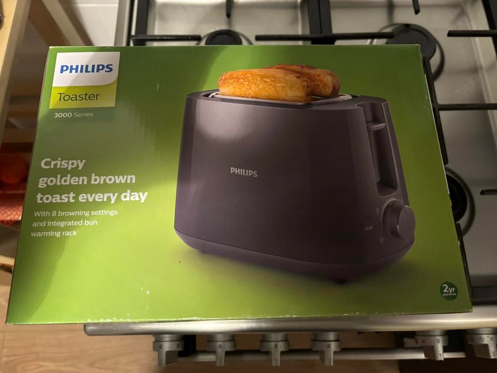 Philips toaster series 3000 zwart, Ophalen of Verzenden, Nieuw