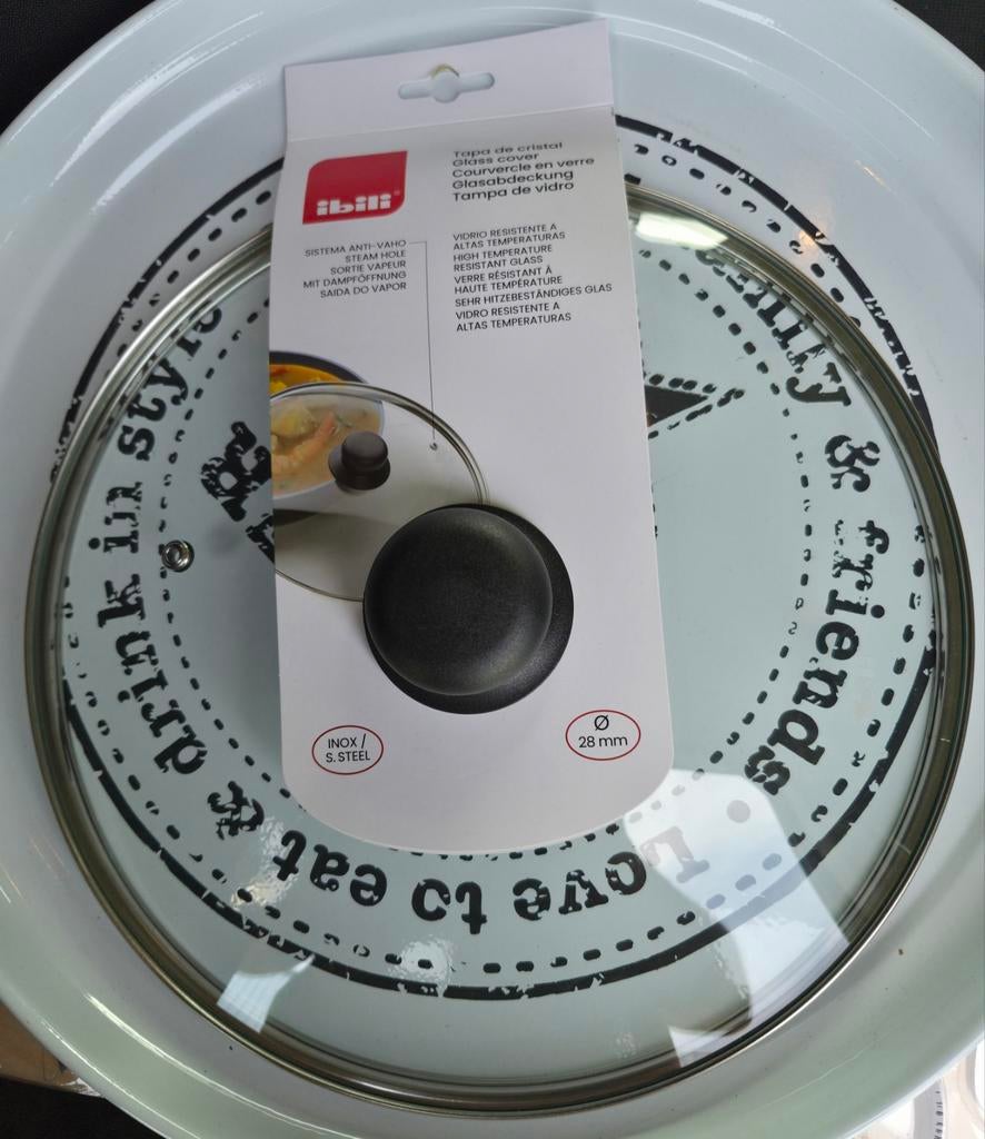 Universeel glazen deksel van 24 cm. Negen, Ophalen of Verzenden, Nieuw, Glas, Overige typen