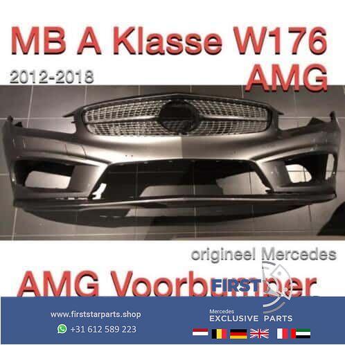 W176 AMG Voorbumper + diamond gril Mercedes A Klasse grijs, Auto-onderdelen, Gebruikt, -, Voor, Ophalen of Verzenden