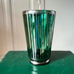 Modernistische glazen vaas groen + verzilverd, 1940’s, Antiek en Kunst, Ophalen of Verzenden