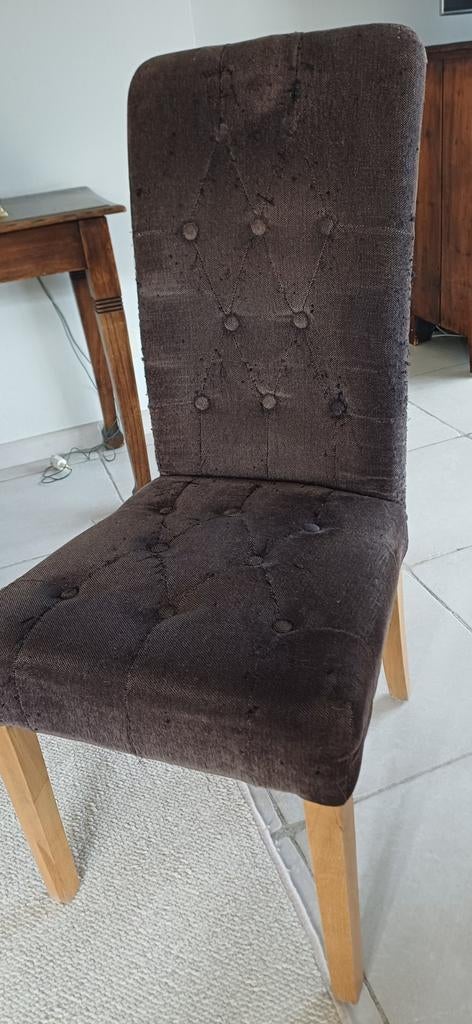 6 chaises de salle à manger grises en tissu, Maison & Meubles, Enlèvement