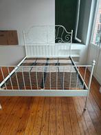 Lit Ikea Leirvik avec sommier à lattes, Comme neuf, Enlèvement, Blanc, Deux personnes