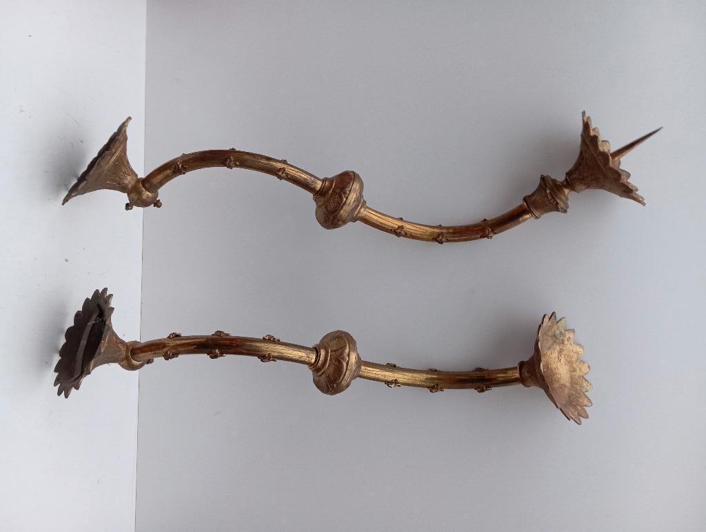 kandelaars grote gotische brons muurkandelaars, Ophalen, Koper of Brons