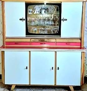 Originele keukenkast, vintage, in 2 delen, Ophalen, Gebruikt, 100 tot 150 cm, 150 tot 200 cm
