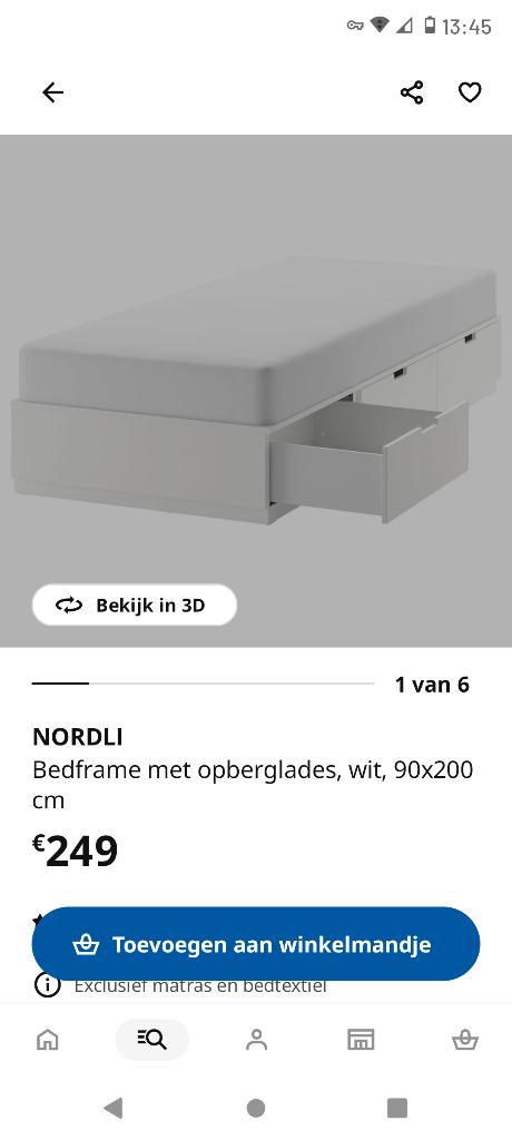 IKEA bed 90 X 200 CM NORDLI, Huis en Inrichting, Ophalen, 90 cm, Eenpersoons, Wit