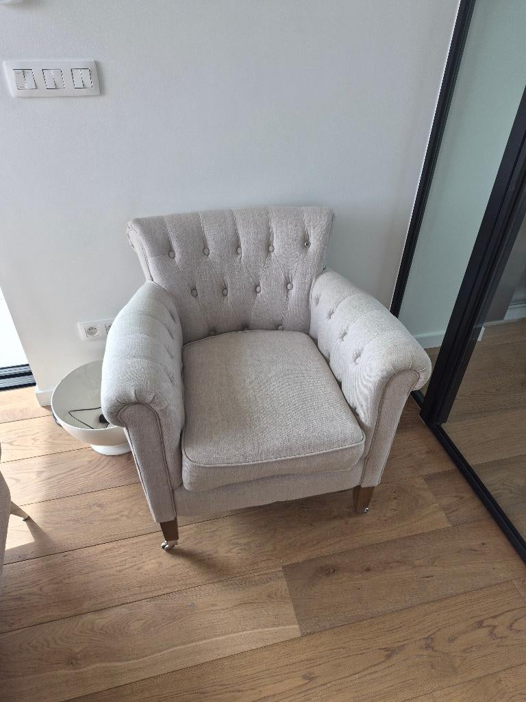 fauteuil Riviera Maison lichtgrijs linnen, Ophalen, Nieuw, Stof