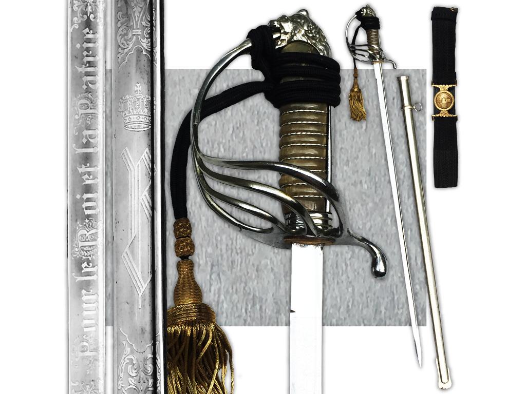 🚨ABL Rare Sabre belge Off. Sup / Roi Baudouin Original, Collections, Envoi, Armée de terre, Épée ou sabre