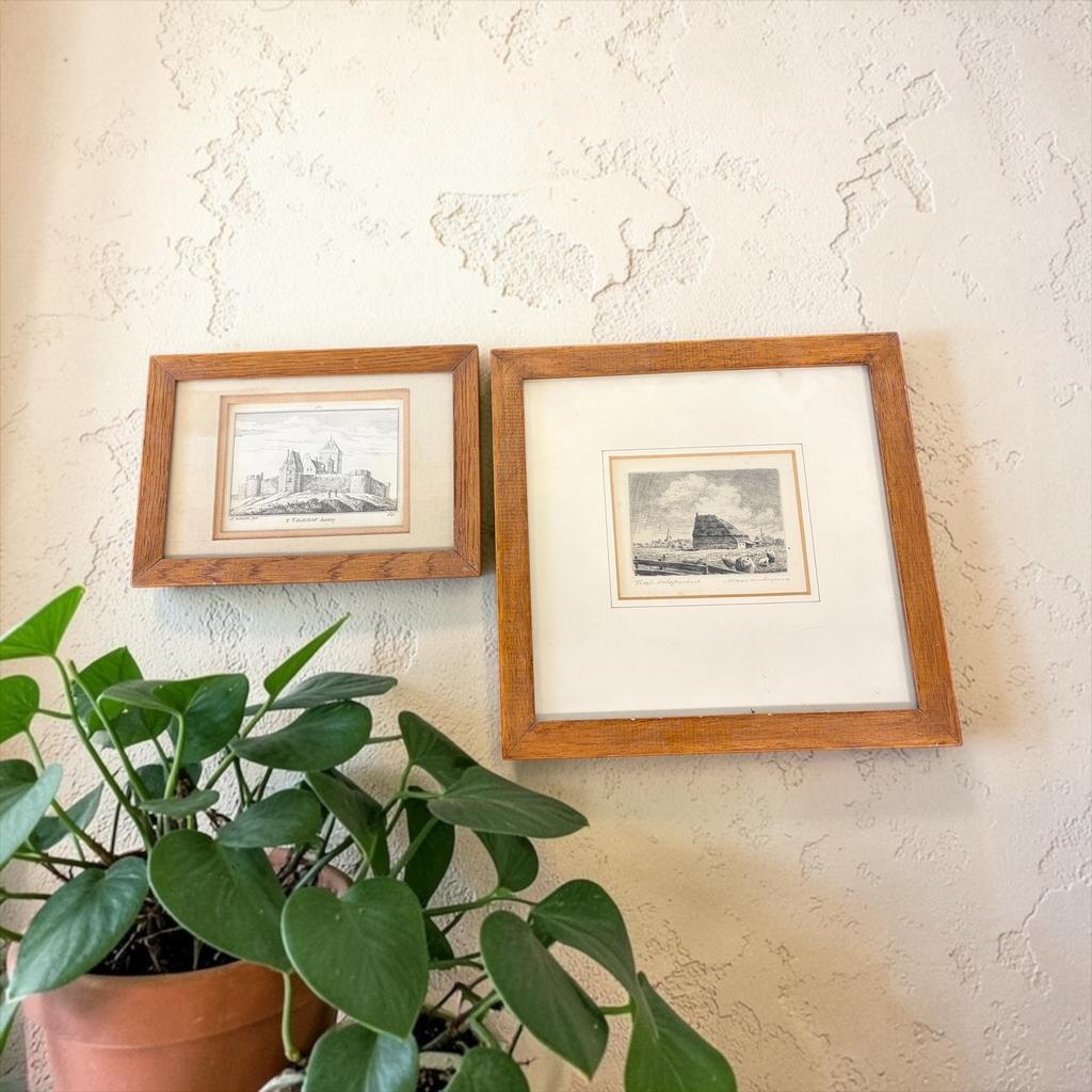 Set van 2 antieke  koperetsen in landschap stijl, Huis en Inrichting, Ophalen, Gebruikt