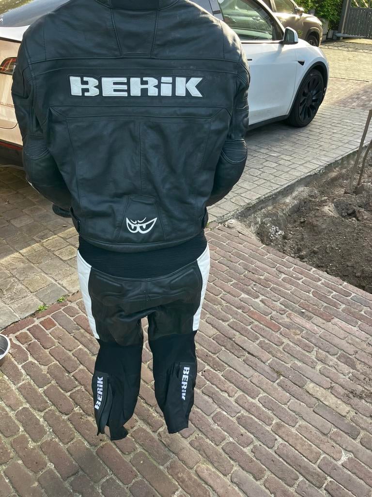 Berik 2delig lederen moto pak, zwart maat 50., Motos, Enlèvement, Seconde main, Hommes, Combinaison