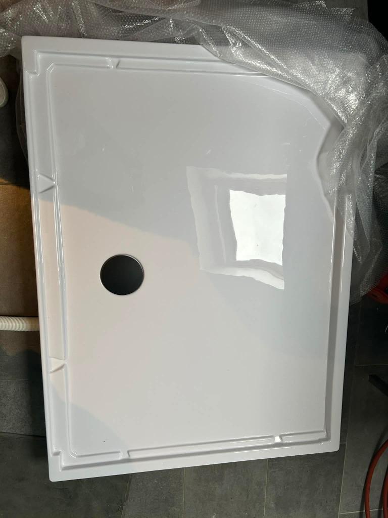 Bac de douche blanc + caillebotis noir 120/90, Bricolage & Construction, Sanitaire, Neuf, Douche, Enlèvement