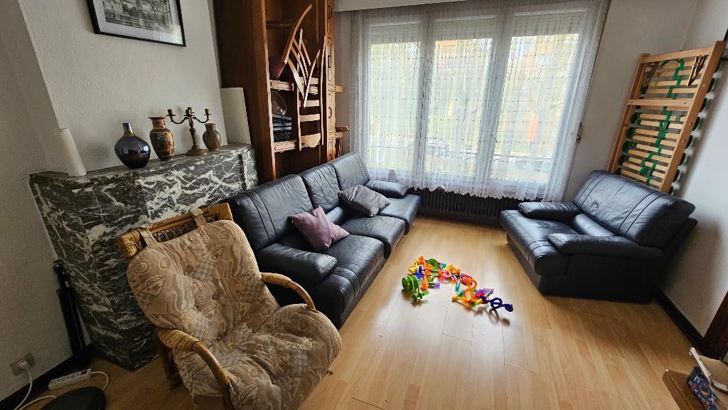 Canapé et fauteuils, Maison & Meubles, Canapés | Coins salons complets, Utilisé, Cuir, Osier ou Rotin, Enlèvement