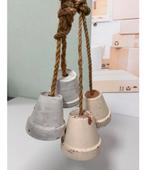 Vintage Handgemaakte Bloempot-Bel – 4 Terracotta Potten Touw, Ophalen of Verzenden