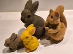 Set van 4 vintage Flock konijntjes en eekhoorn, Enlèvement ou Envoi