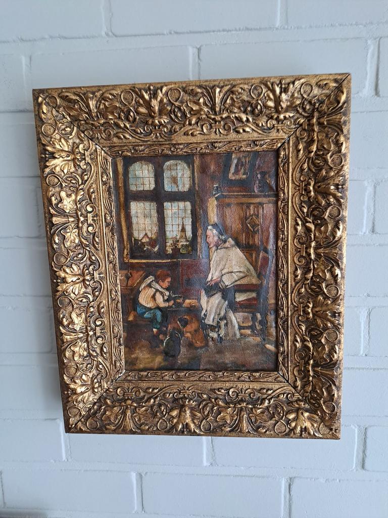 Zeer oud olieverf schilderij, Antiek en Kunst, Ophalen of Verzenden