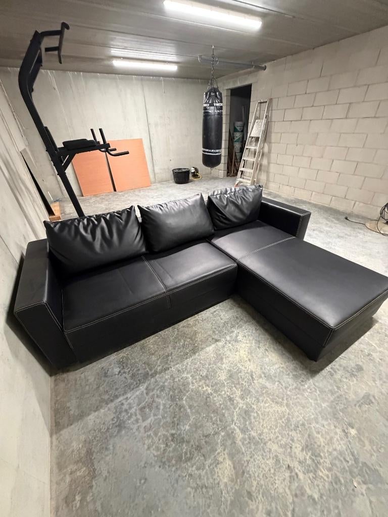 Hoekzetel, Maison & Meubles, Fauteuils, Utilisé, Bois, Synthétique, Cuir, 125 cm ou plus, 75 à 100 cm, Enlèvement