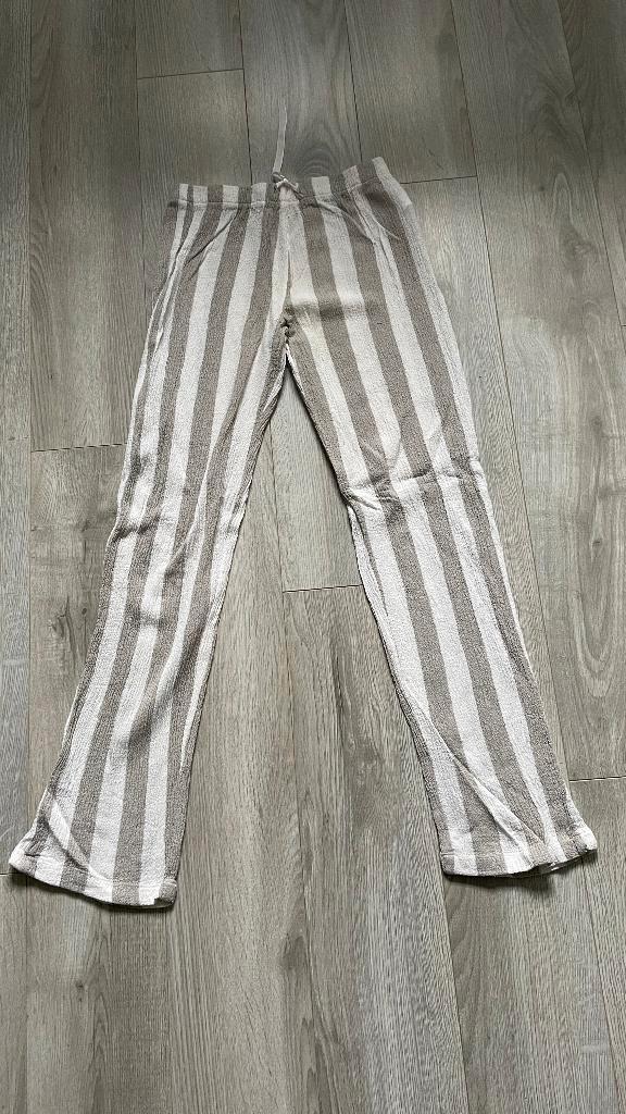 Pantalon casual blanc/taupe-Taille élastique" T S, Kleding | Dames, Broeken en Pantalons, Gedragen, Maat 36 (S), Wit, Ophalen of Verzenden