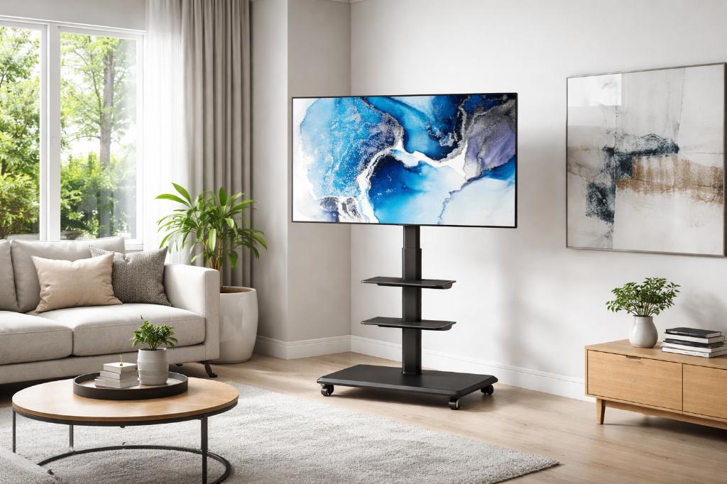 Verrijdbare TV standaard met wielen, TV, Hi-fi & Vidéo, Support de télévision, Enlèvement, Comme neuf
