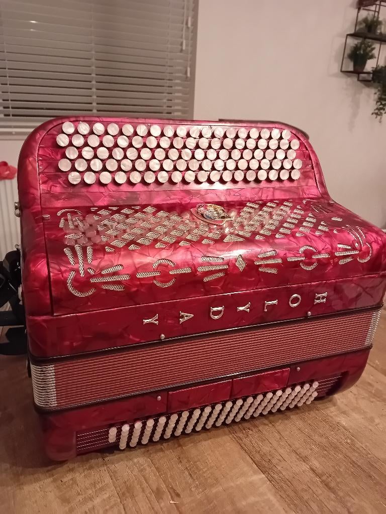 Knopaccordeon chromatisch c systeem, Gebruikt, Met koffer, Knopaccordeon, 120-bas