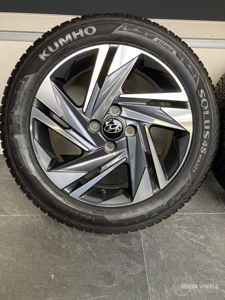 16” originele Hyundai Bayon velgen + banden 4x100 195/55/16, Auto-onderdelen, Banden en Velgen, Banden en Velgen, All Season, 16 inch