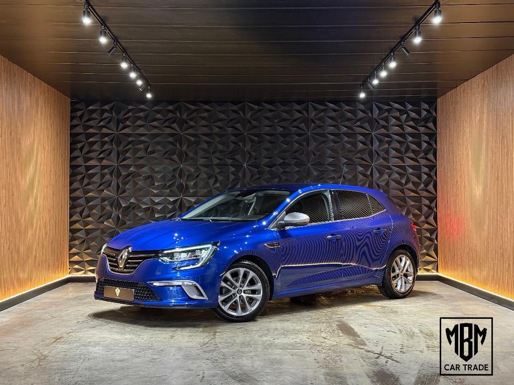 ✅Renault Megane 1.33 TCe GT-Line GARANTIE Navi Leder LED PDC, Voorwielaandrijving, 4 cilinders, Blauw, Leder en Stof