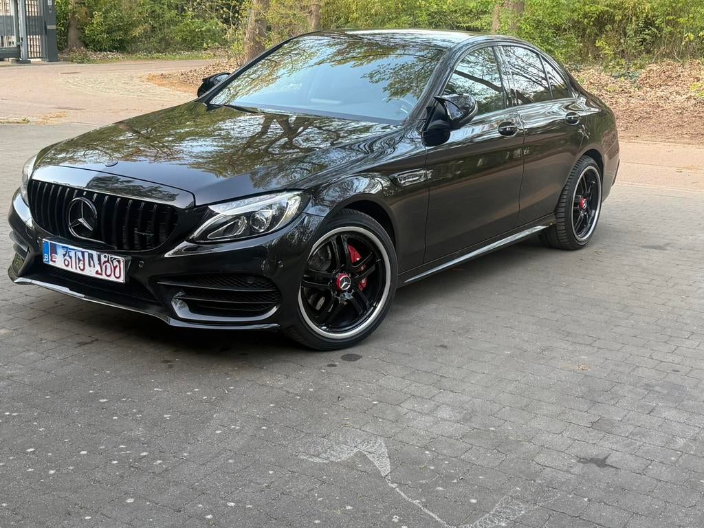Mercedes C160 amg met kit van C63 s biturbo, Automaat, Zwart, Zwart, Leder