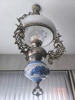Sfeervolle hanglamp – opaline glas & Delfts blauw decor, Huis en Inrichting, Ophalen, Glas