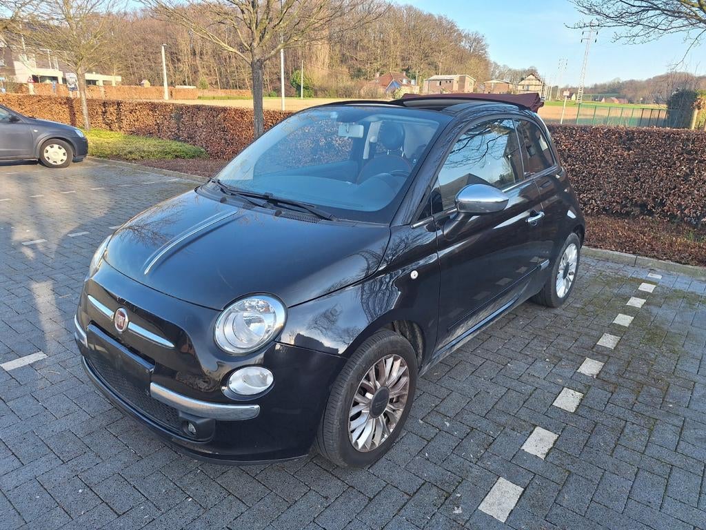 FIAT 500C ( CABRIO ) 1.2i 2015, Auto's, 4 zetels, Stof, Cabriolet, Zwart