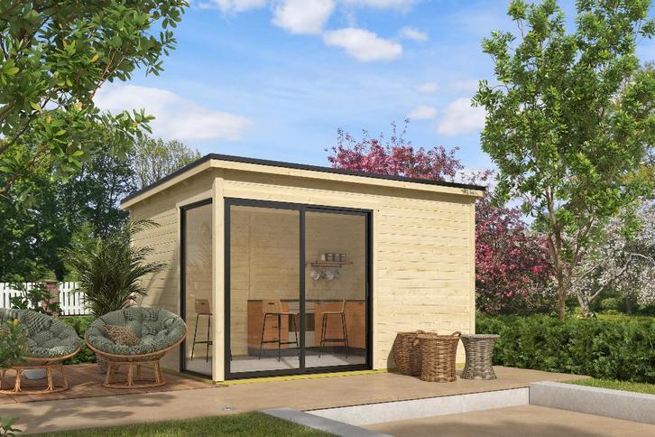 Blokhut Olivia 385x295 Onbehandeld vuren, Hobby en Vrije tijd, Overige Hobby en Vrije tijd, Nieuw, Verzenden