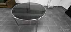 Table ronde acier et verre, 100 à 150 cm, Quatre personnes, Verre, 100 à 150 cm