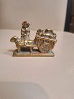 Decoratie koperen Hond met kar, Ophalen of Verzenden, Koper