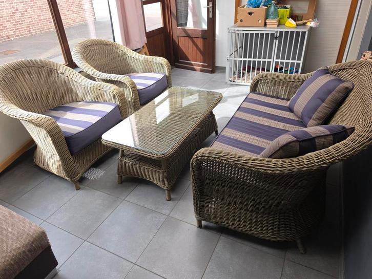 Prachtige Bois Le Duc loungeset compleet, Tuin en Terras, Tuinsets en Loungesets, Zo goed als nieuw, Loungeset, Wicker, 5 zitplaatsen