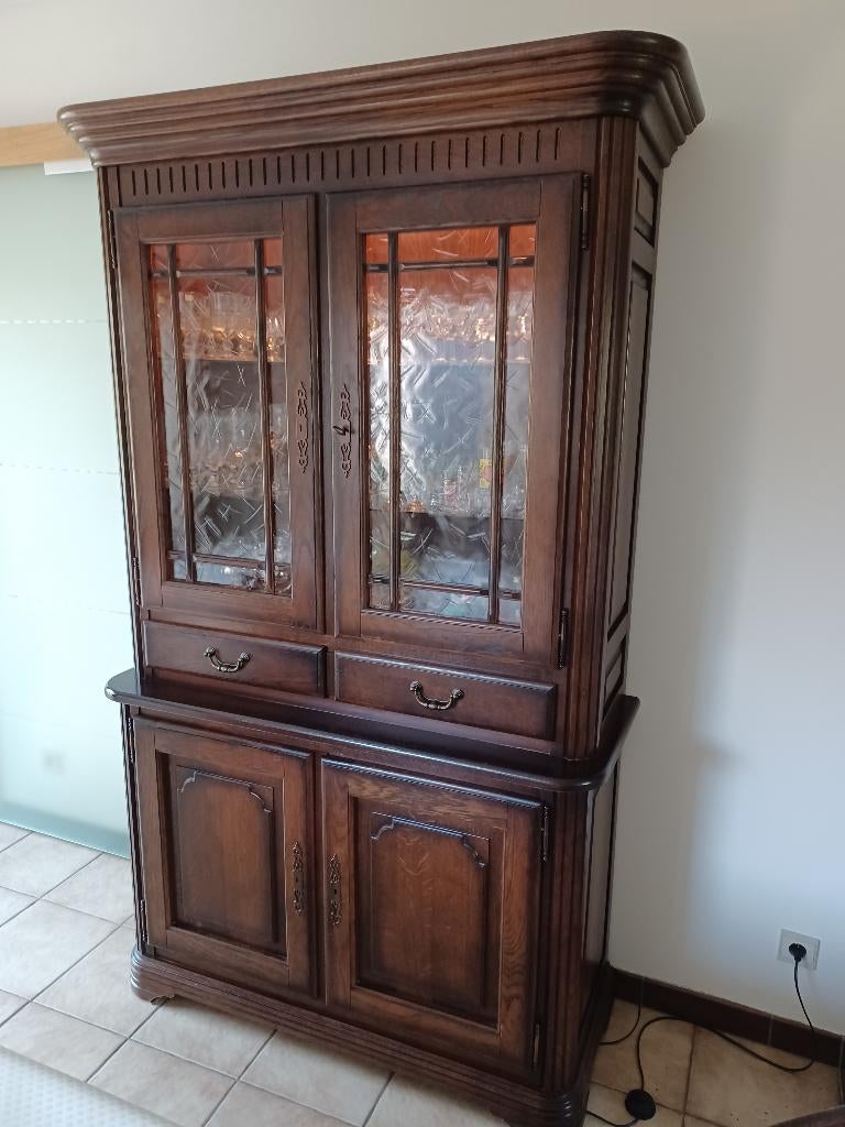 vitrinekast, Huis en Inrichting, Kasten | Vitrinekasten, Ophalen, Gebruikt, 100 tot 150 cm, 200 cm of meer